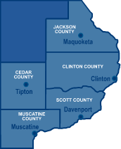 Eastern Iowa Mental Health And Disability Services Region footer map